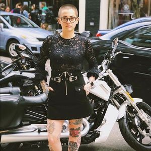 Worn once The Kooples black denim western skirt